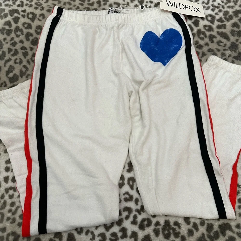Wildfox Classic Heart Bottom Knox Pants Vintage Varsity Clean White Size Small